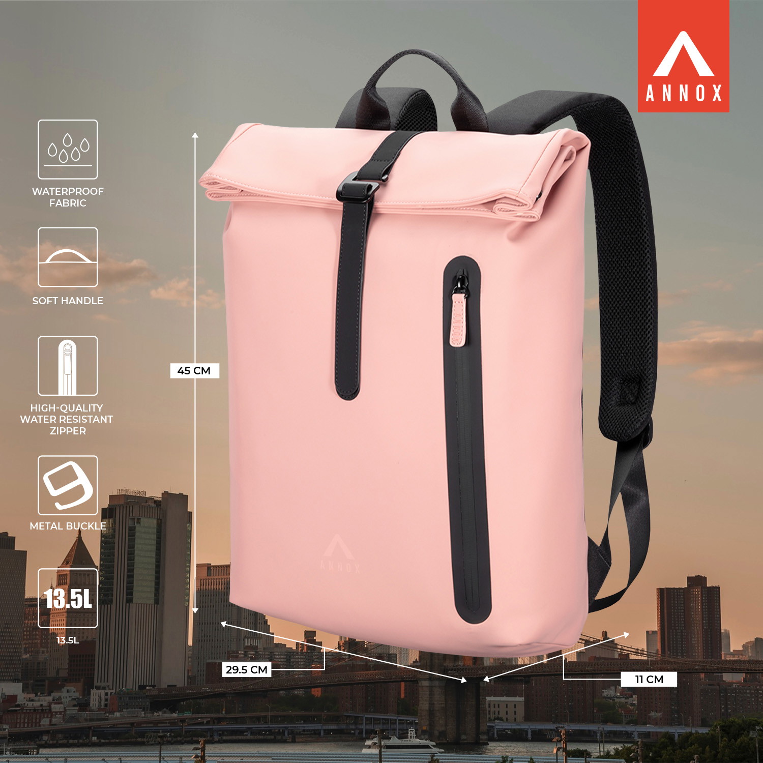 Annox Casual Laptop Backpack 15,6” – PU Voděodolný