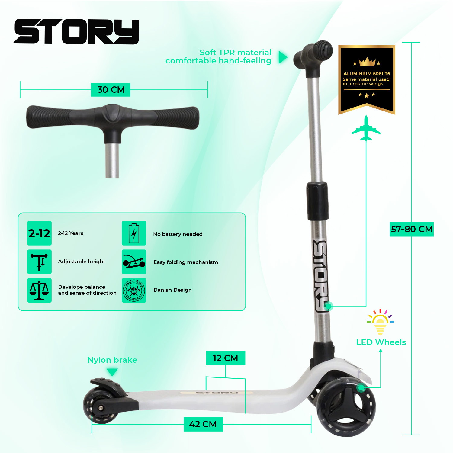 Story Mini Friends LED deluxe 3-kolová koloběžka pro děti
