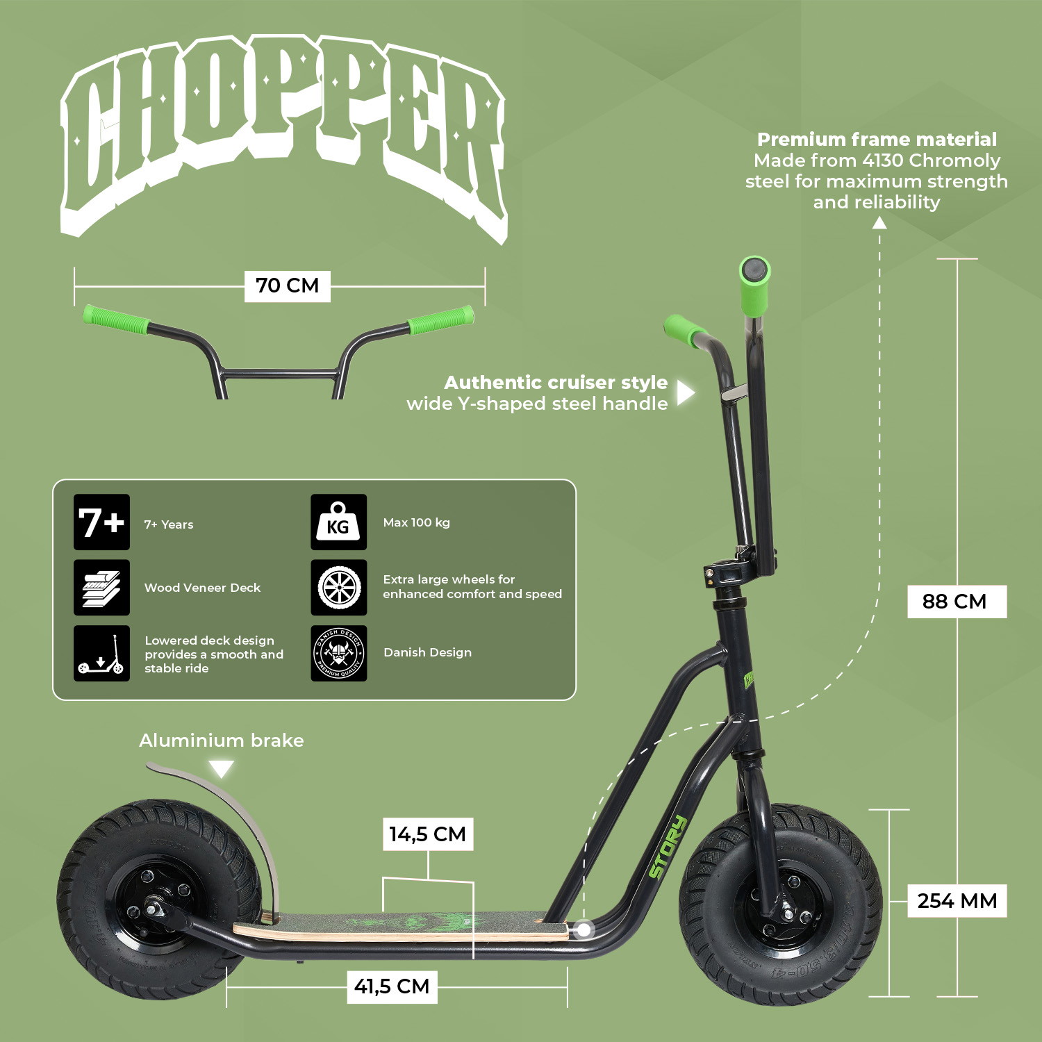 Story Urban Chopper Koloběžk s plochými pneumatikami