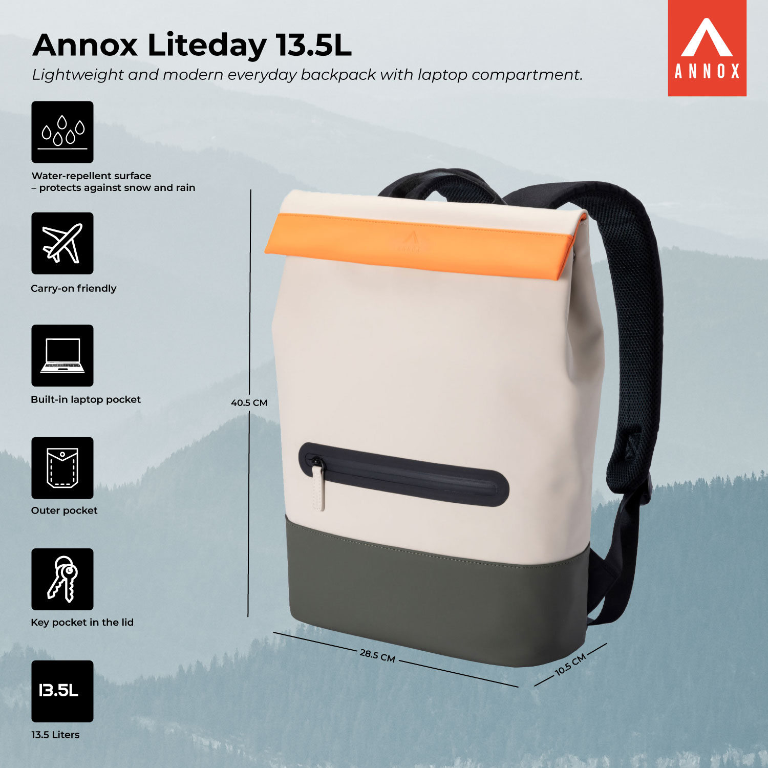 Annox Liteday 13.5L - Lehký a moderní každodenní batoh s oddělením pro notebook