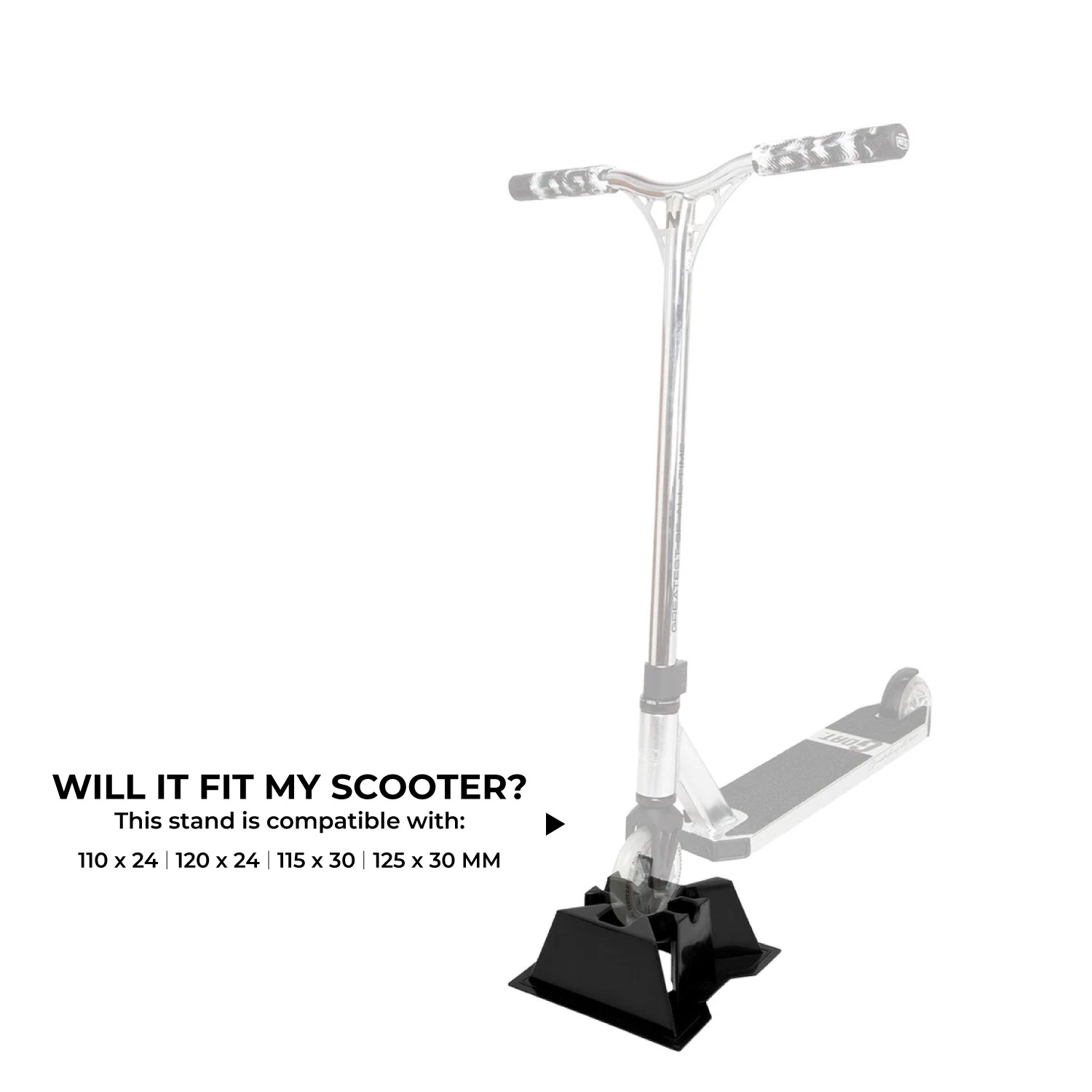 NKD Pro Koloběžk Stand – Stabilní držák pro kola 110–125 mm, šířka 24/30 mm