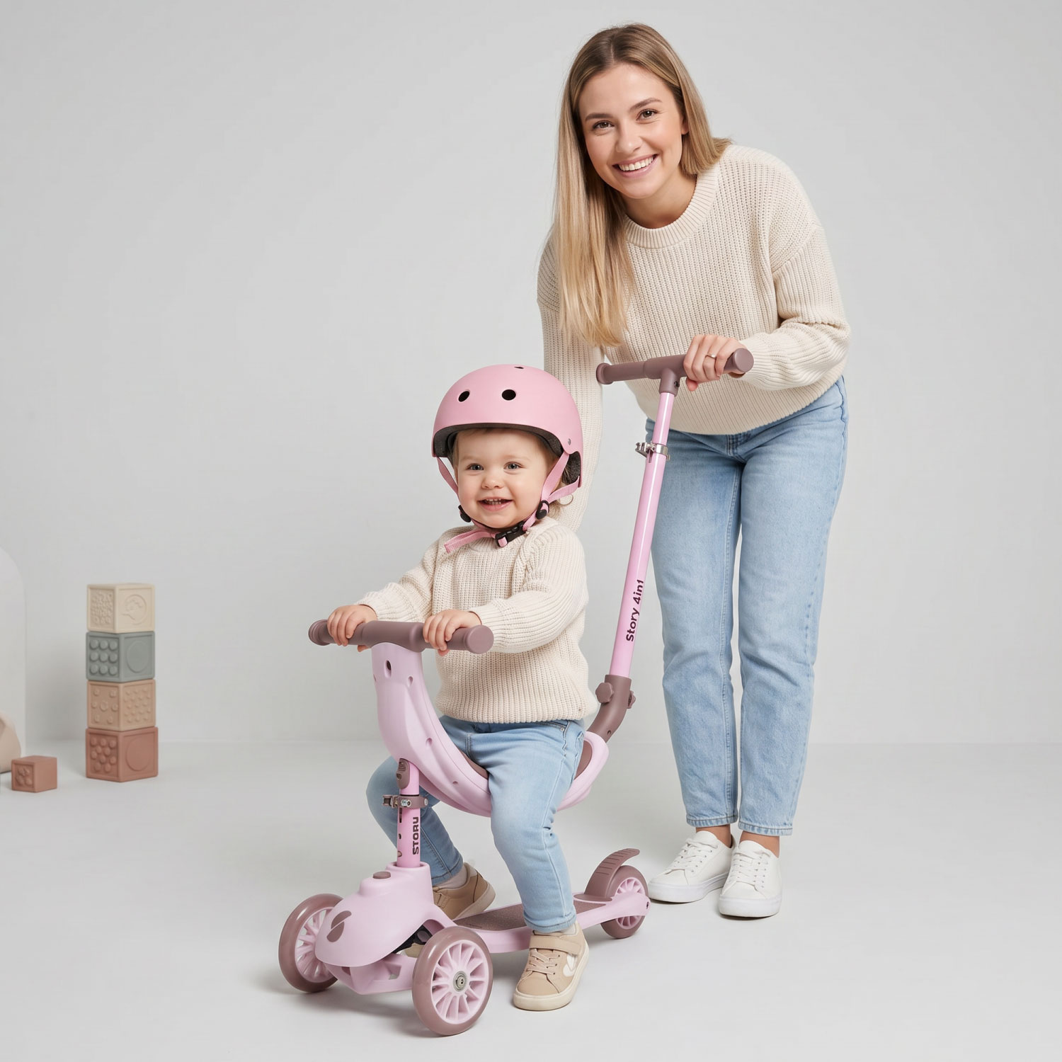 Story 4IN1 LED Dětská 3-kolová koloběžka