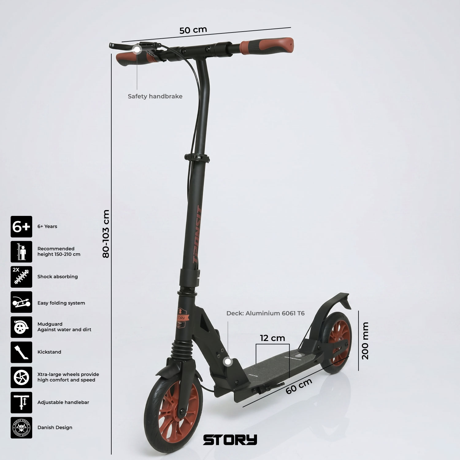 Story Transit X Komutátorová koloběžka s duálními tlumiči + kotoučovou brzdou